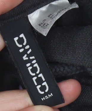 H&M Women's XL Black Graphic Pullover Hoodie, Casual Comfort