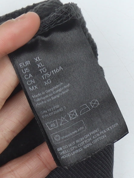 H&M Women's XL Black Graphic Pullover Hoodie, Casual Comfort