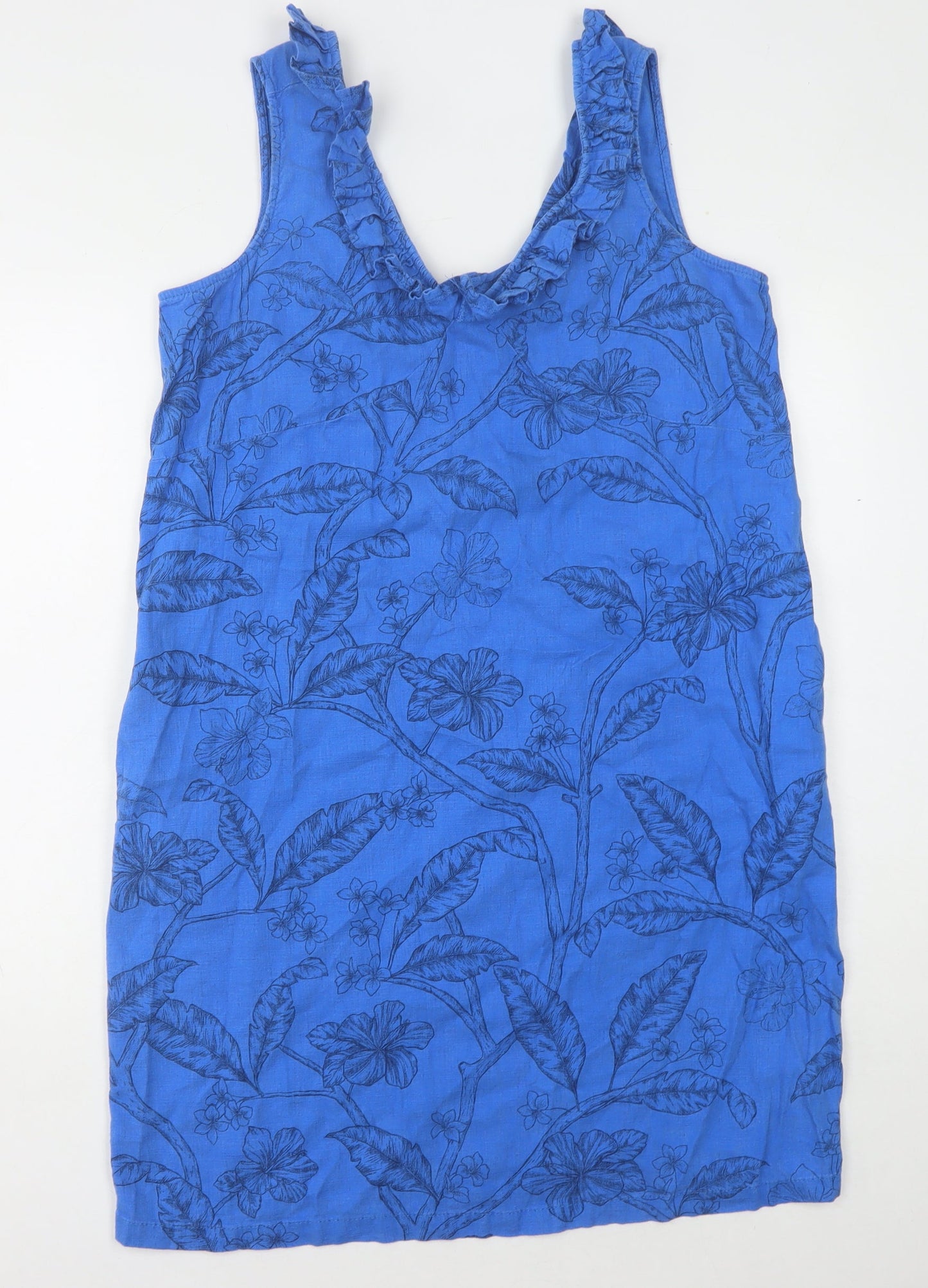 Next Women's Blue Floral Sleeveless Dress Size 14