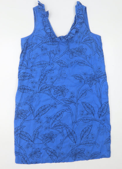 Next Women's Blue Floral Sleeveless Dress Size 14