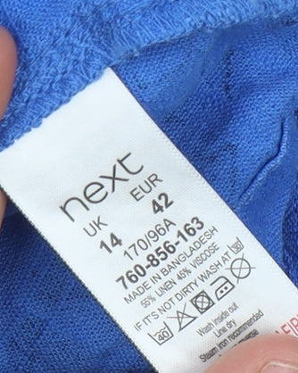 Next Women's Blue Floral Sleeveless Dress Size 14