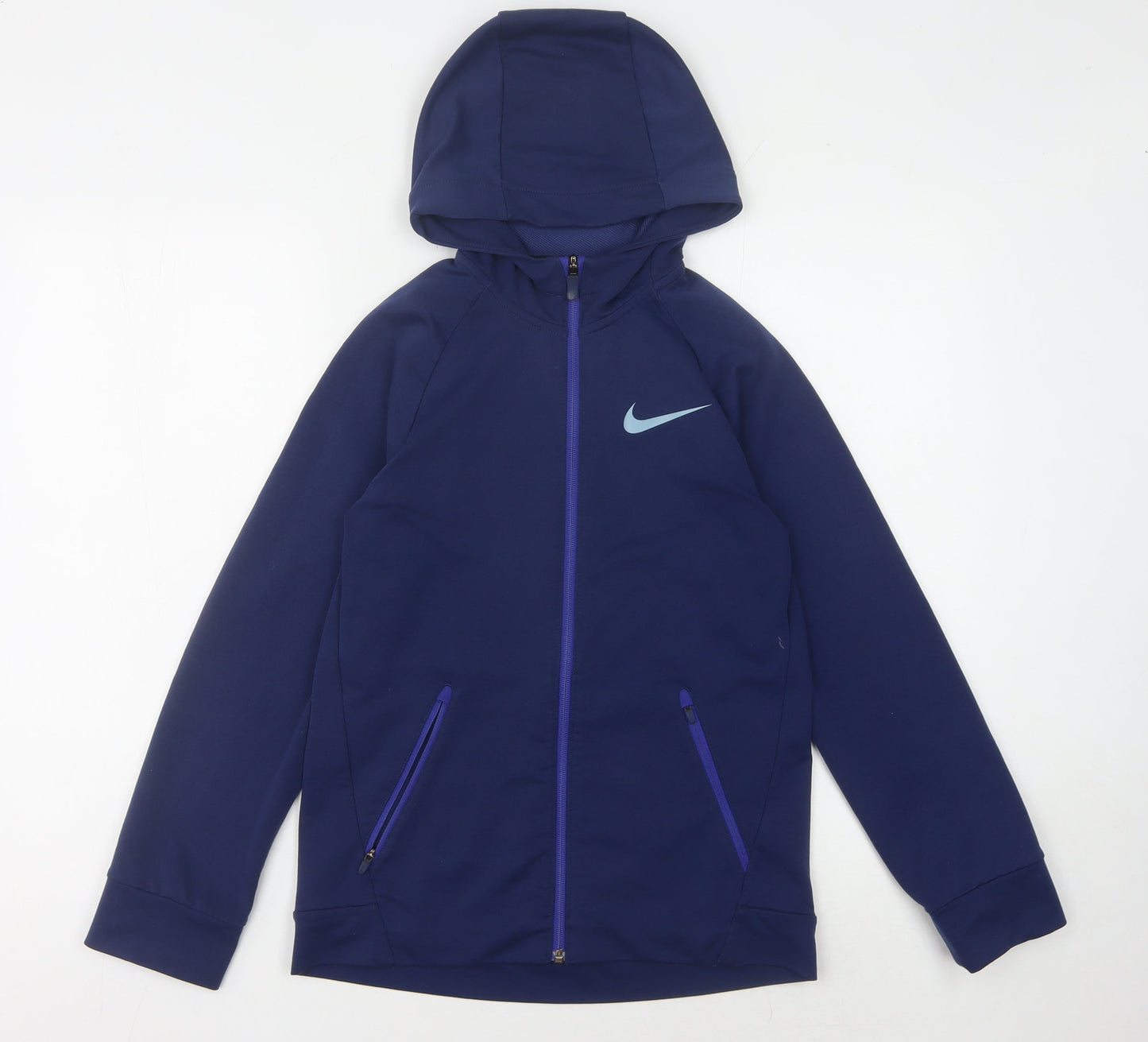 Nike Boys Blue Full Zip Hoodie, Size L, Activewear Essential