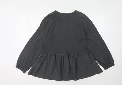 Womens UK Size M Zara Black Basic Blouse