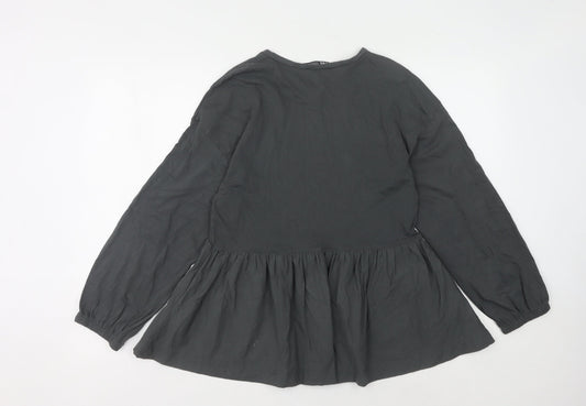 Womens UK Size M Zara Black Basic Blouse