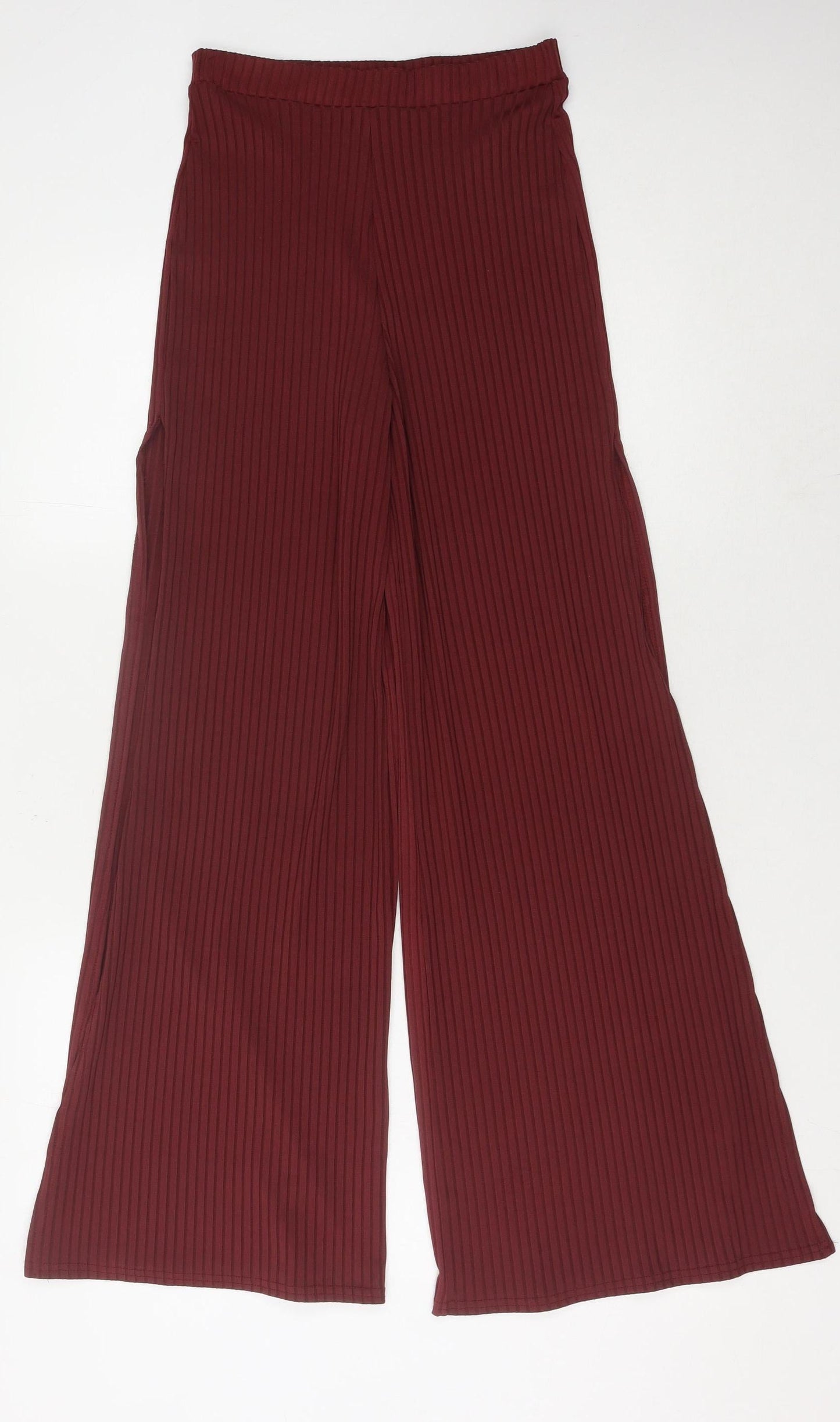 New Look Women's Red Wide-Leg Striped Trousers Size 6