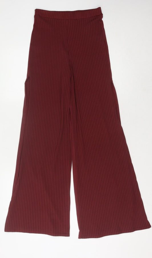 New Look Women's Red Wide-Leg Striped Trousers Size 6