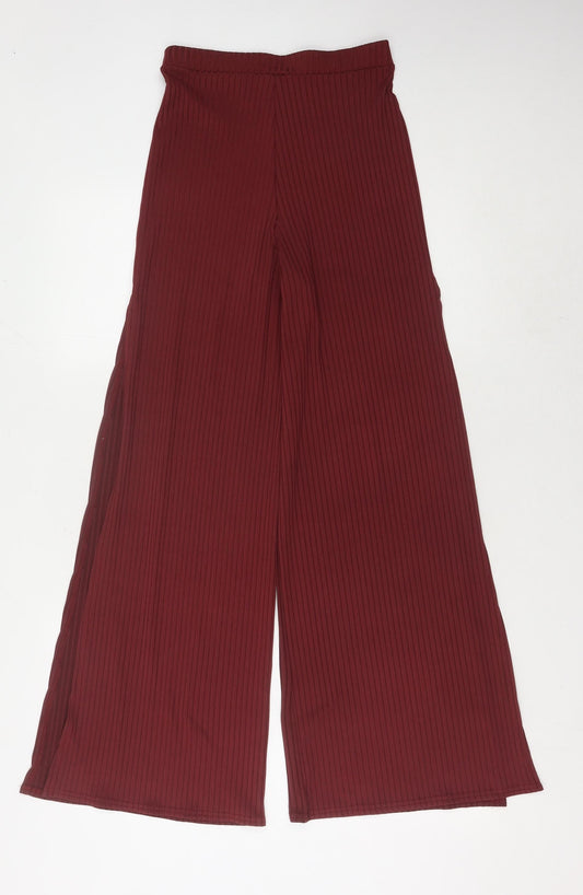 New Look Women's Red Wide-Leg Striped Trousers Size 6