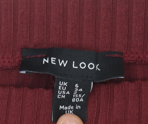 New Look Women's Red Wide-Leg Striped Trousers Size 6