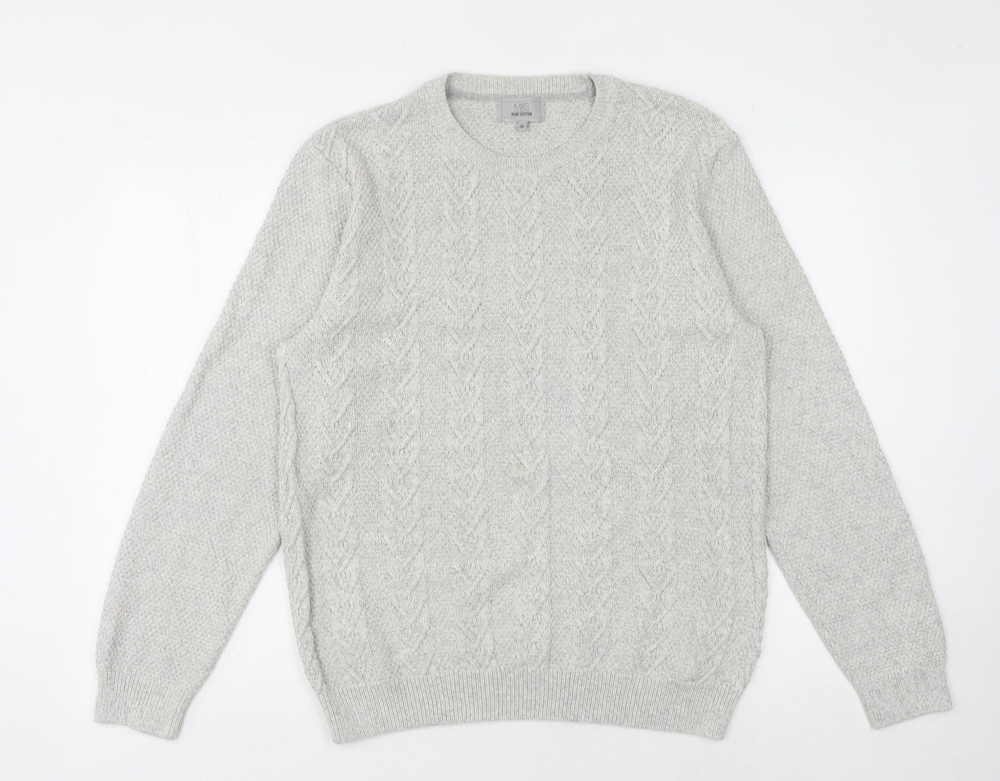 Marks and Spencer Men's Grey Cable-Knit XL Pullover