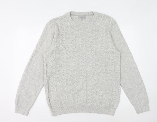 Marks and Spencer Men's Grey Cable-Knit XL Pullover