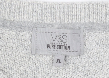 Marks and Spencer Men's Grey Cable-Knit XL Pullover