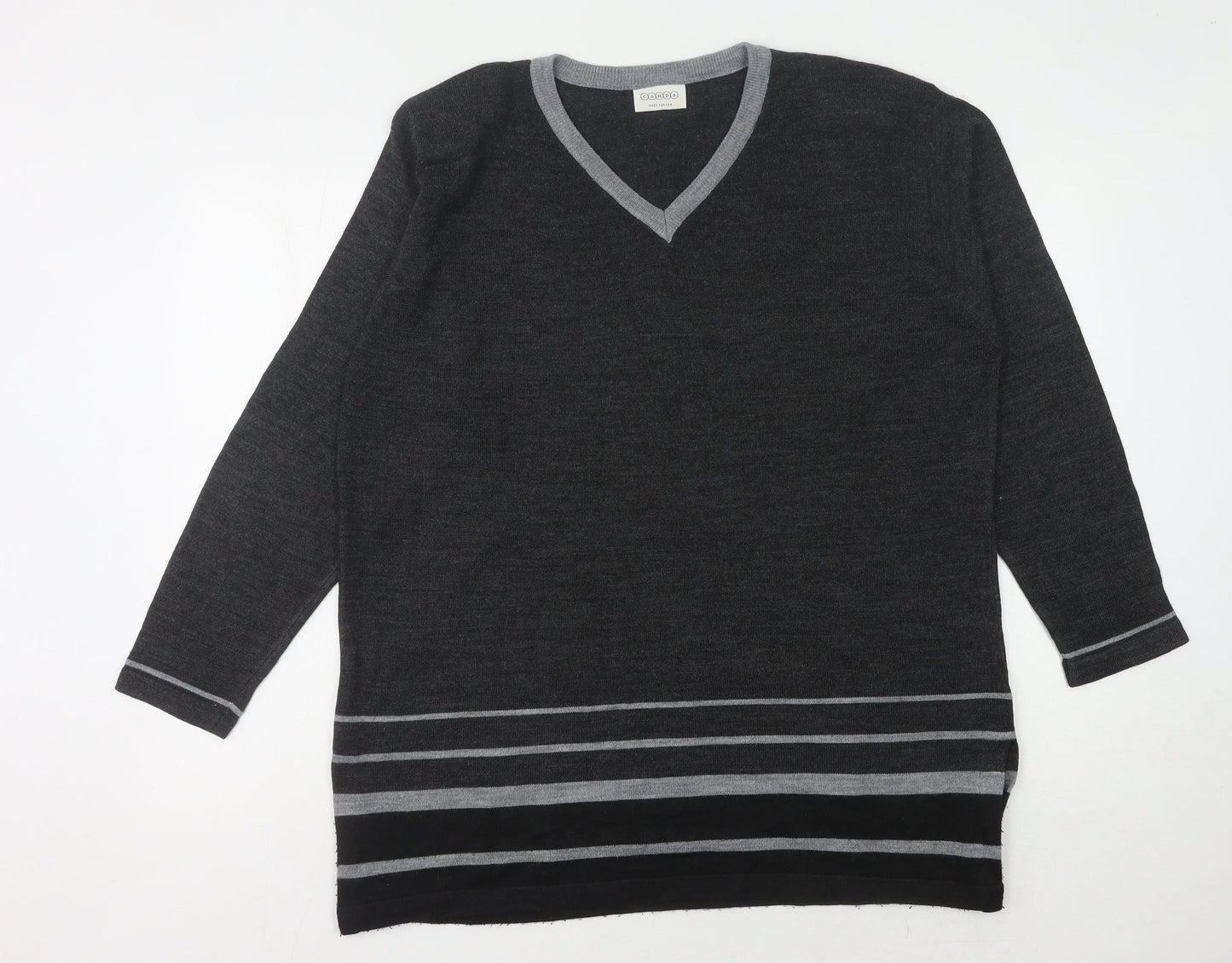 C&A Women's Grey V-Neck Pullover Jumper Size 14