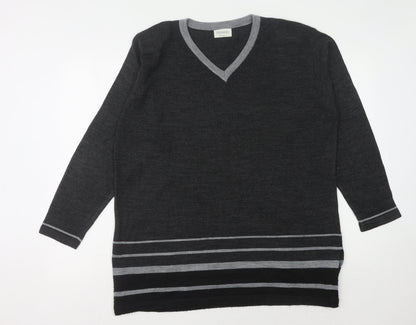 C&A Women's Grey V-Neck Pullover Jumper Size 14