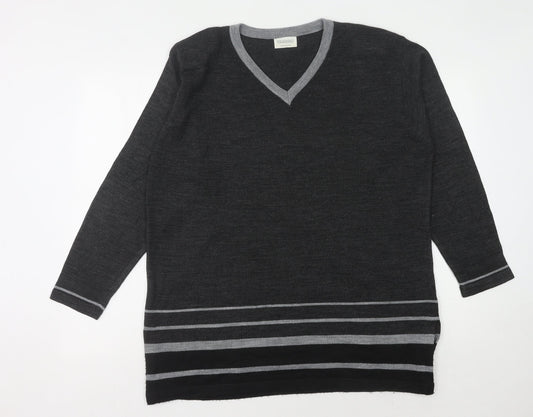 C&A Women's Grey V-Neck Pullover Jumper Size 14