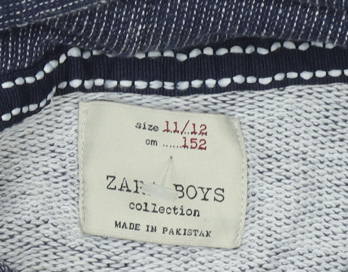 Zara Boys Blue Pullover Hoodie 11-12 Years - Casual City Style