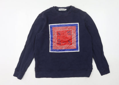 Self-Portrait Men's Blue Graphic Pullover Sweatshirt L