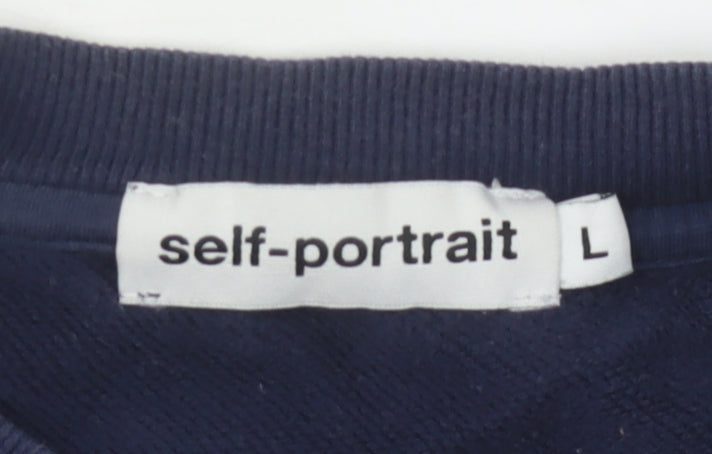Self-Portrait Men's Blue Graphic Pullover Sweatshirt L