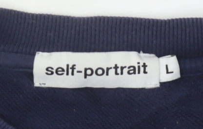 Self-Portrait Men's Blue Graphic Pullover Sweatshirt L