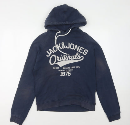 Mens UK Size M JACK & JONES Blue Pullover Hoodie