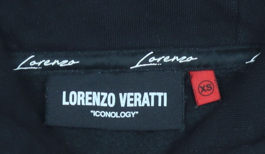 Lorenzo Veratti Unisex Black XS Hoodie, Graphic, Cotton Blend