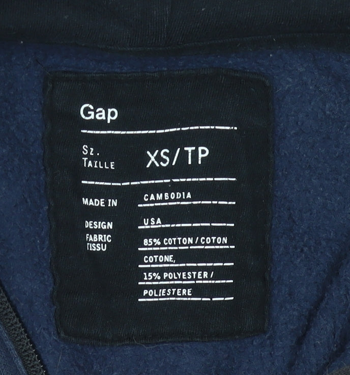 Mens UK Size XS Gap Blue Full Zip Hoodie