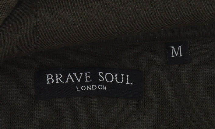 Mens UK Size M Brave Soul Green Pullover Hoodie