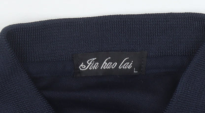 Jinhaolai Men's Blue Striped Polo Shirt Size L