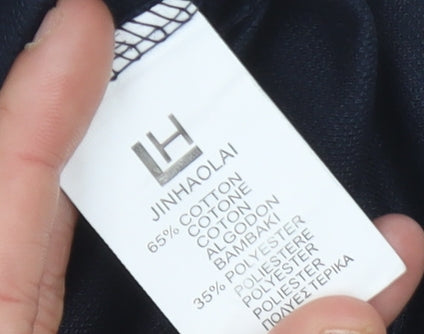 Jinhaolai Men's Blue Striped Polo Shirt Size L