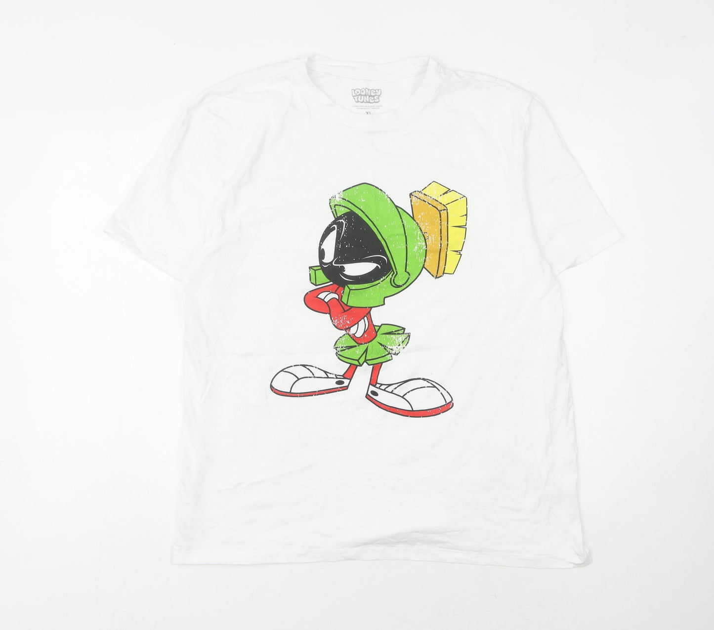 Looney Tunes XL White Cartoon T-Shirt, Men's Marvin Character