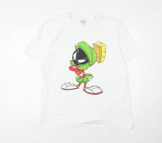 Looney Tunes XL White Cartoon T-Shirt, Men's Marvin Character
