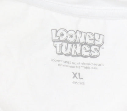 Looney Tunes XL White Cartoon T-Shirt, Men's Marvin Character