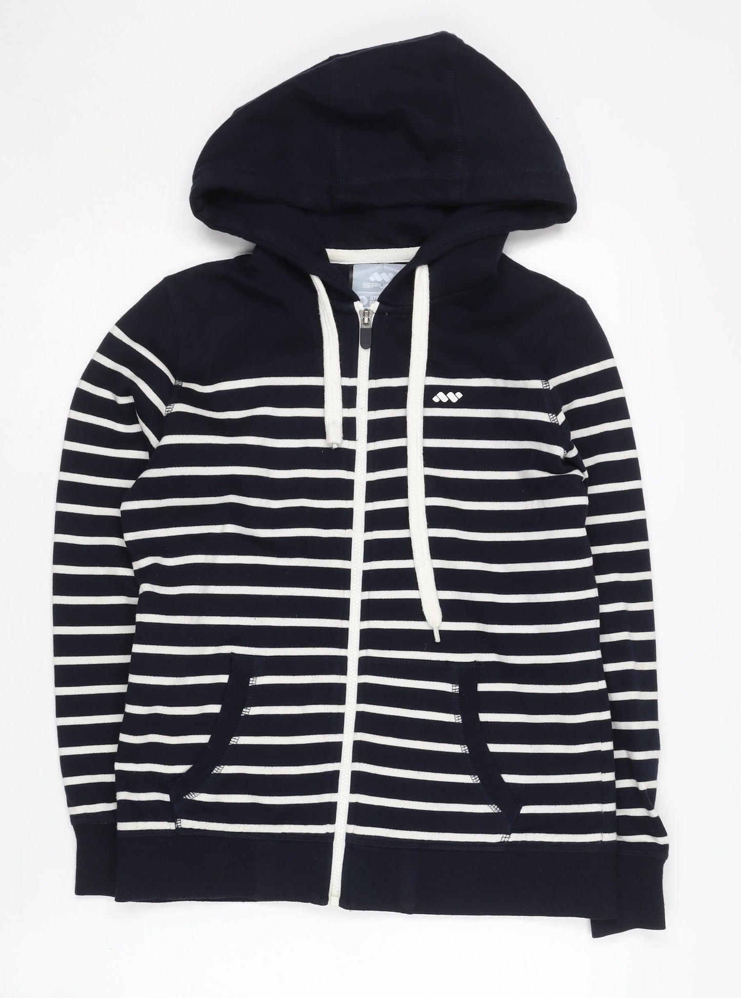 SPUNK Unisex Adults Black Striped Full Zip Hoodie S