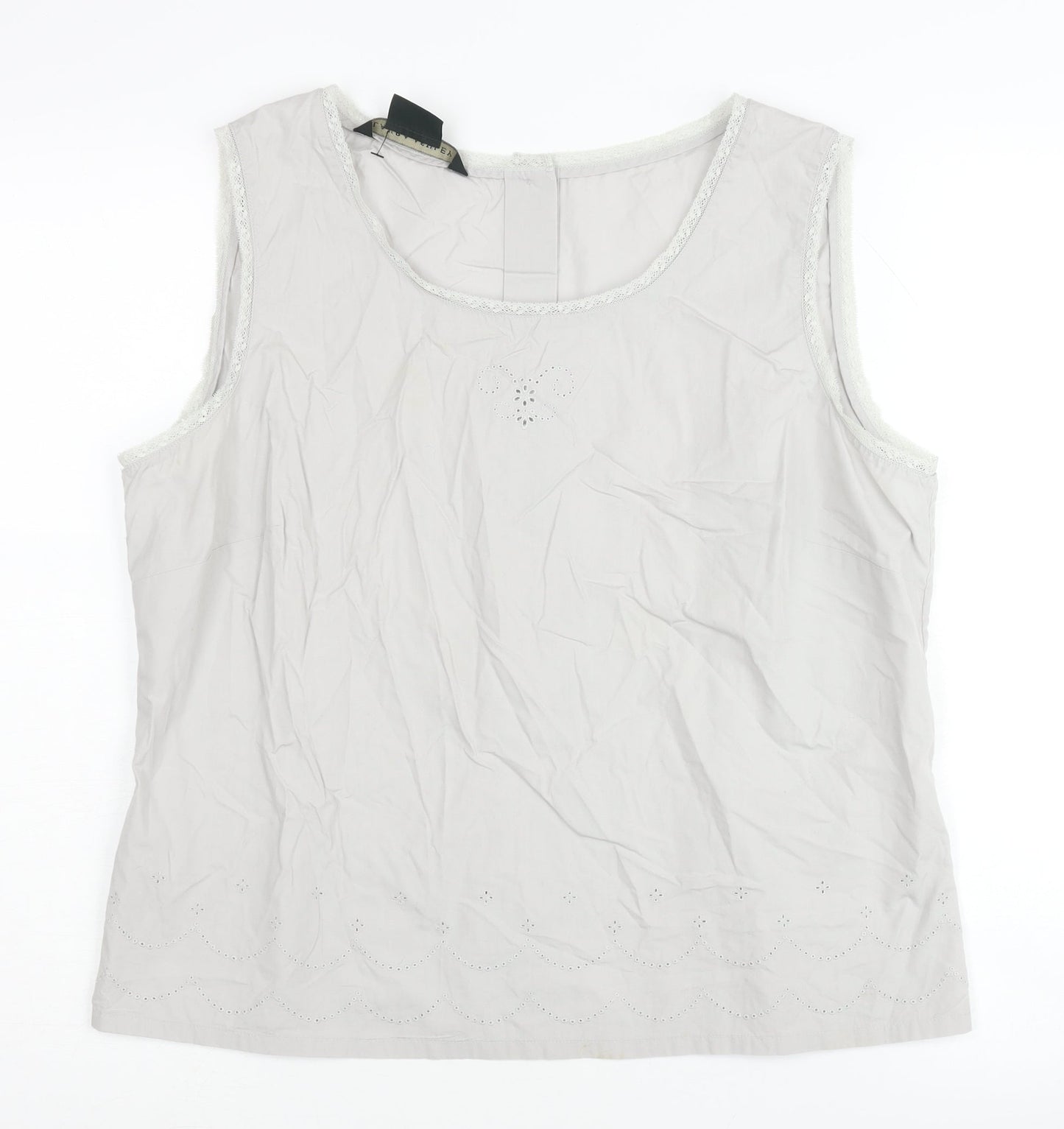 Laura Ashley Women's White Cotton Sleeveless Blouse Size 14