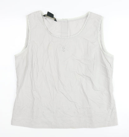 Laura Ashley Women's White Cotton Sleeveless Blouse Size 14