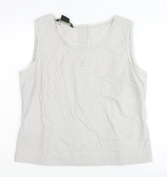 Laura Ashley Women's White Cotton Sleeveless Blouse Size 14