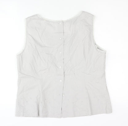 Laura Ashley Women's White Cotton Sleeveless Blouse Size 14
