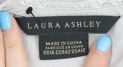 Laura Ashley Women's White Cotton Sleeveless Blouse Size 14