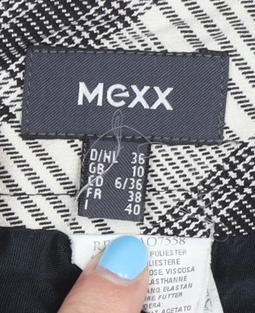 Mexx Women's Black Plaid Skirt, Size 10, Button Accents