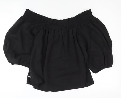Superdry Women Black Off Shoulder Top UK 12