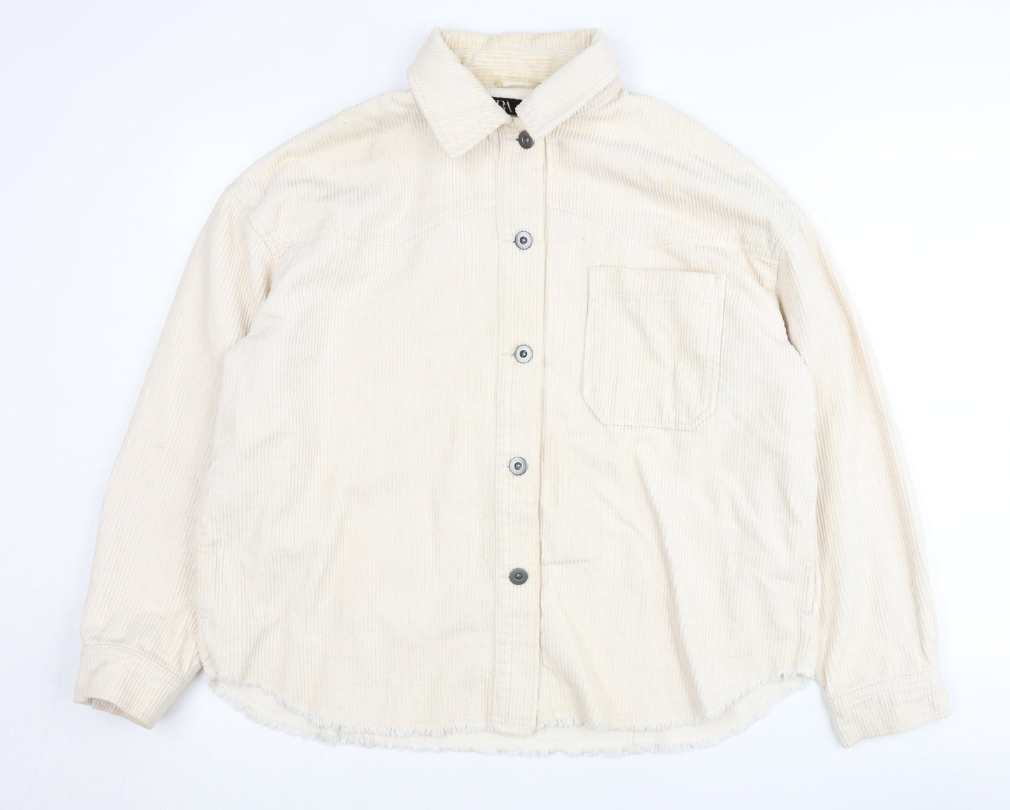 Womens UK Size S Zara Beige  Button-Up