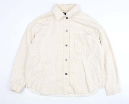 Womens UK Size S Zara Beige  Button-Up