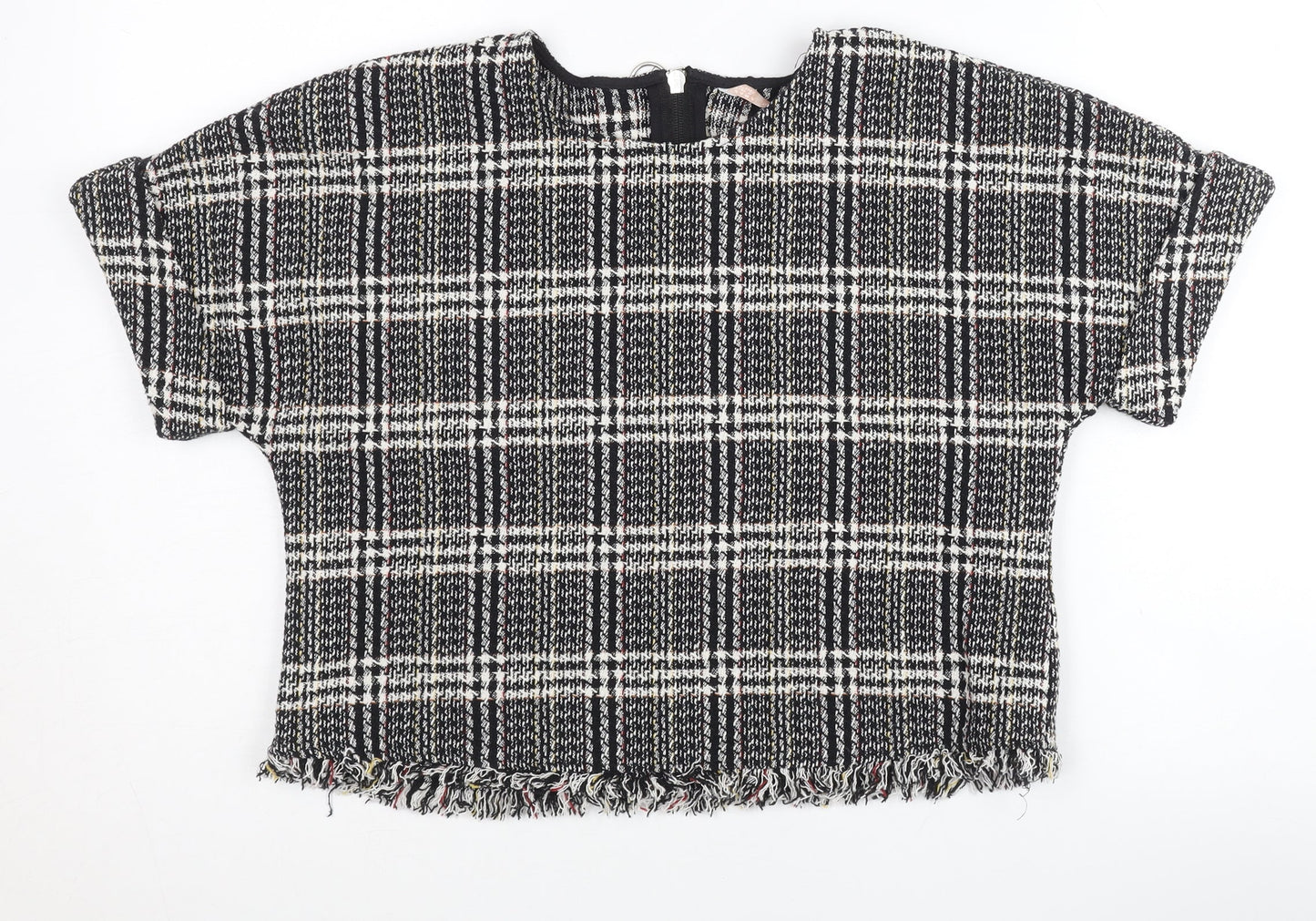 Womens UK Size 6 Zara Black Cropped Blouse