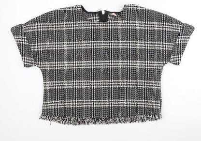 Womens UK Size 6 Zara Black Cropped Blouse