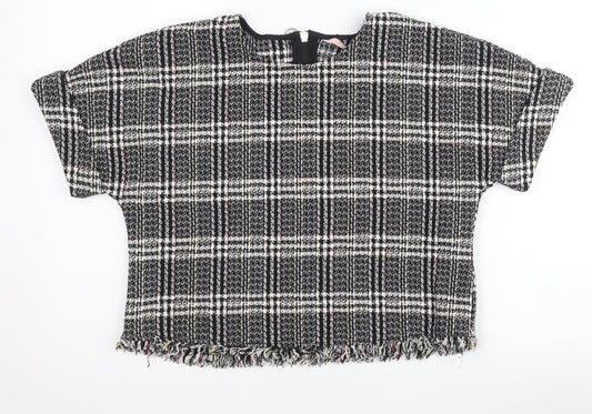 Womens UK Size 6 Zara Black Cropped Blouse