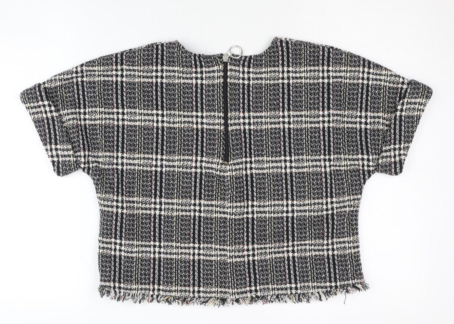 Womens UK Size 6 Zara Black Cropped Blouse