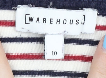 Womens UK Size 10 Warehouse Multicoloured Basic T-Shirt