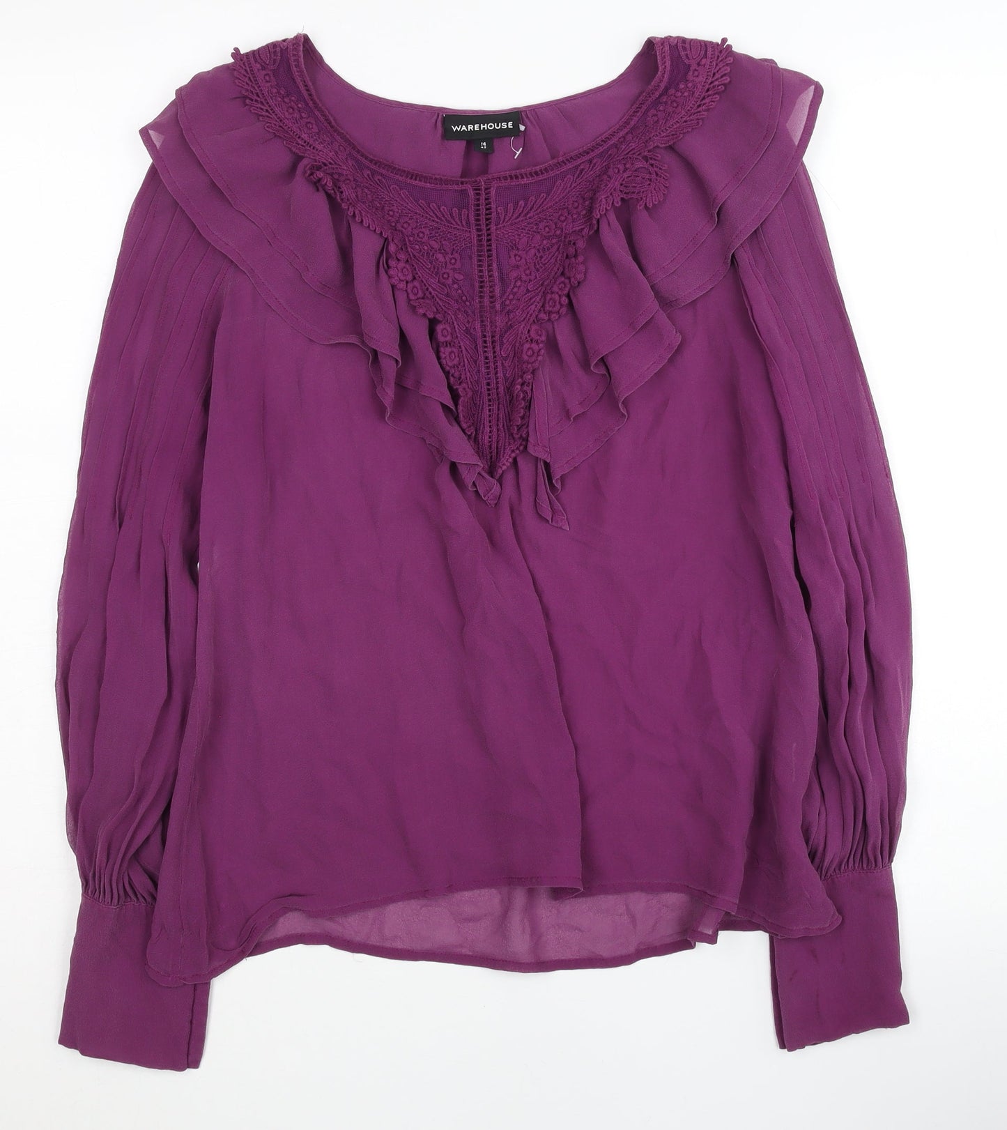 Womens UK Size 14 Warehouse Purple Tunic Blouse