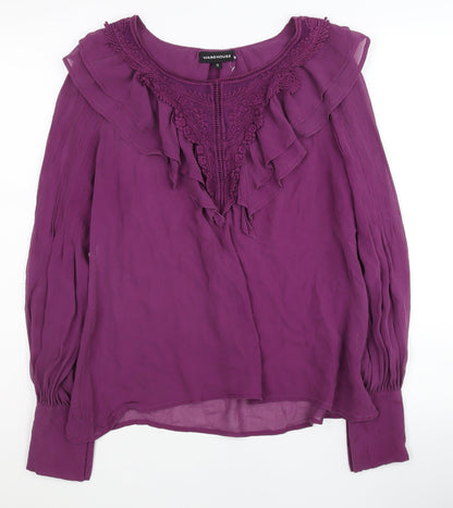 Womens UK Size 14 Warehouse Purple Tunic Blouse