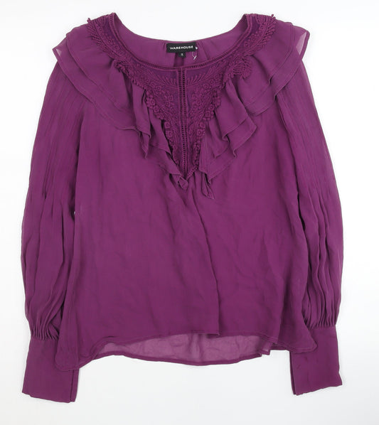 Womens UK Size 14 Warehouse Purple Tunic Blouse