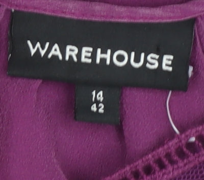 Womens UK Size 14 Warehouse Purple Tunic Blouse